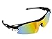 poshei P04 Polarized Sports Sunglasses with 5 Set Interchangeable Lenses for Biking Fishing Running Driving Golf Baseball (Black&Grey)