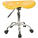 Flash Furniture LF-214A-YELLOW-GG Vibrant Orange-Yellow Tractor Seat and Chrome Stool
