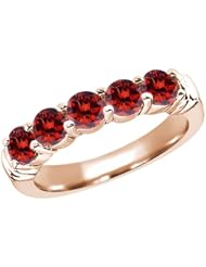 1.35 Ct Round Cognac Red SI1/SI2 Diamond 14K Rose Gold Ring