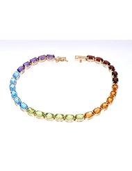 14K Yellow Gold Multicolor Stone Bracelet