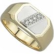 0.08 Ct.T.W. Round Brilliant Cut Diamonds, Two Tone 14Kt. Gold. Two Tone Men's Diamond Ring