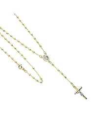 14K Yellow Gold 2.5mm Beads Our Lady Guadalupe Crucifix Rosary Necklace with Spring-ring Clasp - 18" Inches