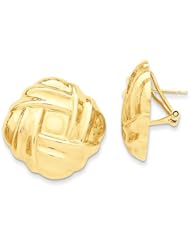 14k Yellow Gold Polished Fancy Omega Back Post Earrings. Metal Wt- 7.69g