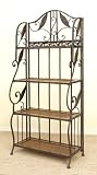 63 High Metal Antique Style Baker Stand/Rack with Wicker Shelves