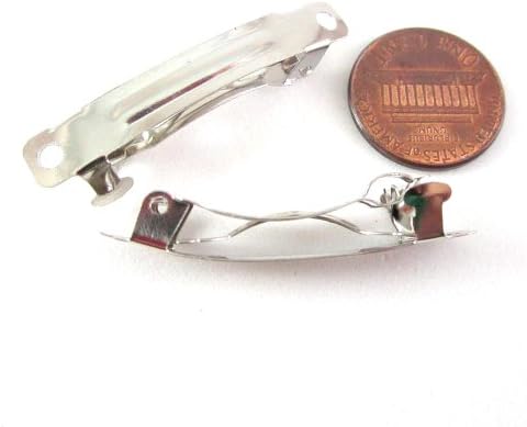 (12) Small Silver French Barrette Barrettes Clips for Girls Wedding and Bridal Hair Accessories - Barette Hairclip Feather Head Clips Hairpins Wholesale lot 1 1/2 Inches 40 mm.