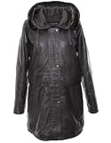 Women's Leather Parka Coat : SR080 : Dark Brown