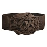 Allegra K Women Flannel Flower Textured Elastic Wide Waist Cinch Belt Coffee Color Reviews