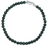 Sterling Silver 4mm Malachite Bead Bracelet, 7.5