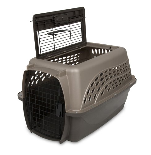 Petmate Two Door Top Load 19-Inch Pet Kennel, Metallic Pearl Tan and Coffee Ground Bottom
