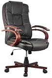 from Meriden Furniture Luxury WoodenBase PU Leather Black Wood Base Armrest Office chair Model MO-14-BLK