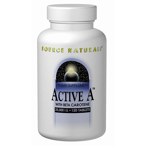 41lyNmPjdBL Active A, Vitamin A w/Beta Carotene 25,000 IU 60 tabs, Source Naturals