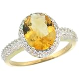 14k Gold ( 10x8 mm ) Halo Engagement Citrine Ring w/ 0.198 Carat Brilliant Cut Diamonds & 2.30 Carats Oval Cut Stone, 1/2 in. (12mm) wide, size 5