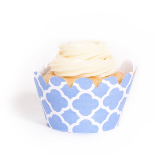 Dress My Cupcake Mini Sky Blue Spanish Tile Cupcake Wrappers, Set of 18