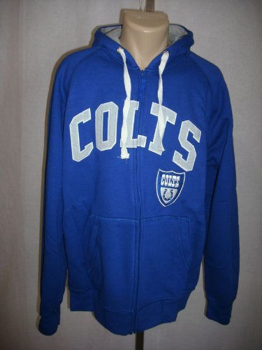 Indianapolis Colts Full Zip Zipper Hooded Sweatshirt Large