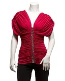 41lyXHHgkbL. SL160  2b Beaded Gather Top   RASPBERRY (M) Reviews