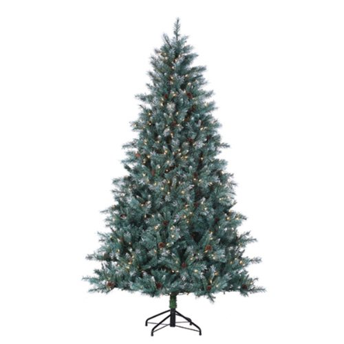 7.5' Pre-Lit Frosted Bridgeport Pine Artificial Christmas Tree - Clear Lights