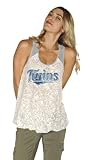 MLB Women's Minnesota Twins Tank with Button Back (Vintage White-Grey, Small)