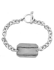 Sterling Silver Medical Emergency Bracelet Rectangular Plaque Toggle Clasp 3/4 inch wide, sizes 8, 8 1/2 & 9 inch