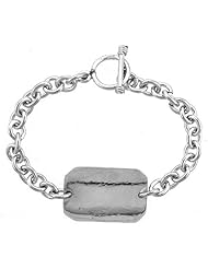 Sterling Silver Medical Emergency Bracelet Rectangular Plaque Toggle Clasp 3/4 inch wide, sizes 8, 8 1/2 & 9 inch