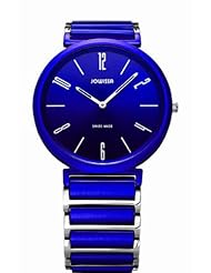 Jowissa Womens J6.128.L Fina Round Stainless Steel and Blue Aluminum Bracelet Watch