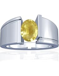 18K White Gold Oval Cut Yellow Sapphire Solitaire Ring