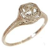 14k White Gold Antique Style Filigree .50ct Moissanite Ring (sz 9)