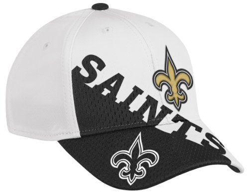 NFL Men's New Orleans Saints End Zone Structured Flex Hat - Tw89Z (White, Large/X-Large)