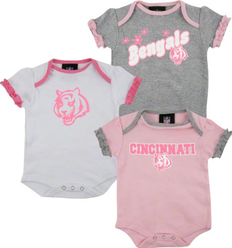 Cincinnati Bengals Newborn 3-Piece Pink Creeper Set