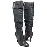 REC Tall Suede Stilettos Heel Dress Boots Patent Grey