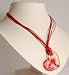 Ladies fashion necklace red heart on red cord design JW1