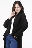 Delicate Soft Black Knit Stripes Neck Collar Pohcho Shawl Cloak Cape Ruana