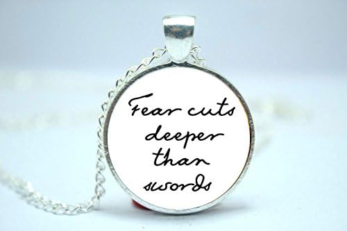 ArtShop Fashion Jewelry Game Of Thrones 'Fear Cuts Deeper Than Swords' Quote Necklace Quote Jewelry Glass Cabochon Christmas gift