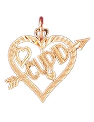 Dazzlers Solid 14k Gold Heart Cupid Arrow Charm Pendant Available in three colors from jewelsberry (weights: 0.8 grams only)
