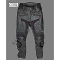Mens Plain Black Cowhide Leather Motorcycle Biker Trousers With Sliders All Sizes