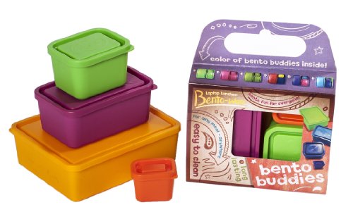 Laptop Lunches Bento-Ware Garden Buddies Lunchbox Containers with Leak-proof Lids, Lime/Yellow/Orange/Magenta - Set of 4