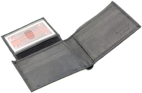 Men's Bifold Flap Up Wallet Genuine Buff-Cow Leather