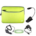 Green Amazon Kindle DX Carrying Sleeve With Extra Pocket + Rapid Kindle DX Car Charger + Kindle DX Wall Charger + Black Ebook Reader LED Light + Live*Laugh*Love Wrist Band!!! (Kindle DX Not Included)