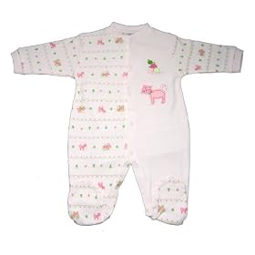 Baby Girl Sleepsuit, Cat Allergy Free Suit (Pink) (0-3 months)