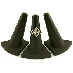 3 Black Rubber Ring Finger Jewelry Showcase Display Stands
