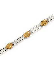 14kt Yellow Gold Oval Citrine and Diamond Bracelet
