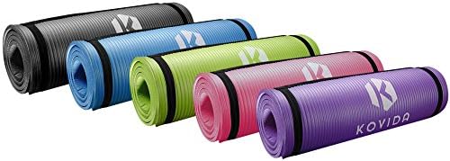 Qualitus Antimicrobial Silver Ion Yoga Mat with Carrying Strap - Blue