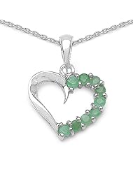 0.45 Carat Genuine Emerald Heart Shape 925 Sterling Silver Pendant
