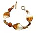 Bracelet - B24 - Handmade Murano Glass & Fire-Polished Beads - Lg Twists - Toggle Closure ~ Brown & White