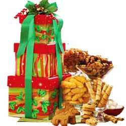 Happy Holly Days Gourmet Food Gift Tower - A Great Christmas Holiday Gift Idea!