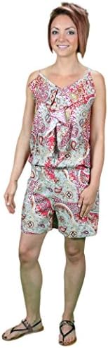 VenJoin 100% Rayon Halter Top Shorts Jumpsuit S/M Red BI