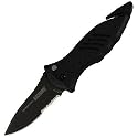 BLACKHAWK! CQD Mark 1 Type E Manual Folding Knife in Black - Serrated Edge