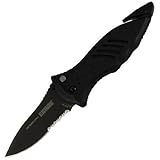 BLACKHAWK! CQD Mark 1 Type E Manual Folding Knife in Black - Serrated Edge