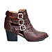 Reneeze BEAUTY-06 Women's Stacked Heel Buckle & Zip Ankle Fashion Booties - BROWN