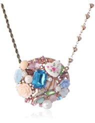 Betsey Johnson "Vintage Bows" Multi-Charm Round Long Pendant Necklace, 37"