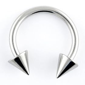 One Stainless Steel Circular Barbell: 14g 5/16", Cones: 4mm